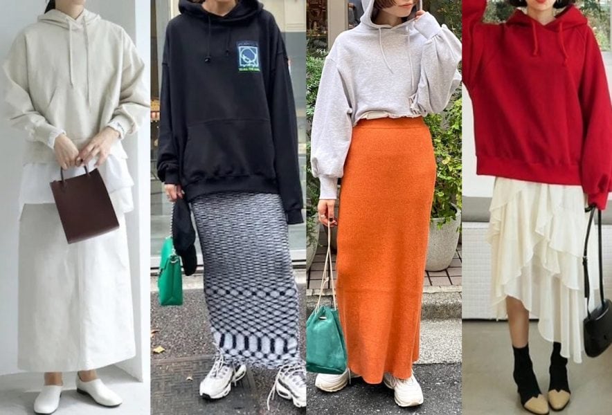 パーカー×スカートコーデ集！ダサ見えしない旬の着こなしは、コレ 