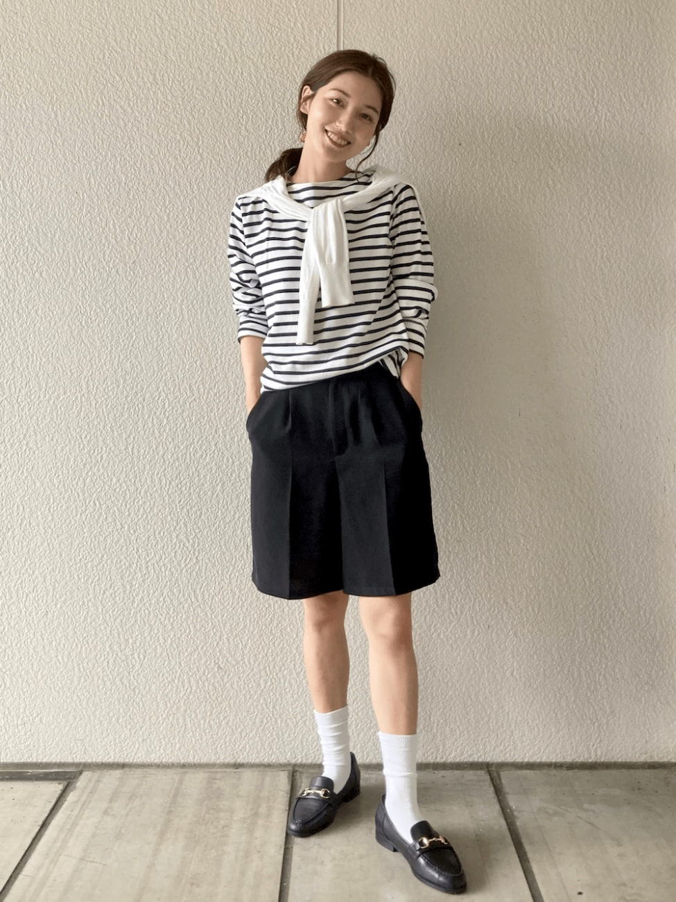 ボーダートップス×バミューダパンツ