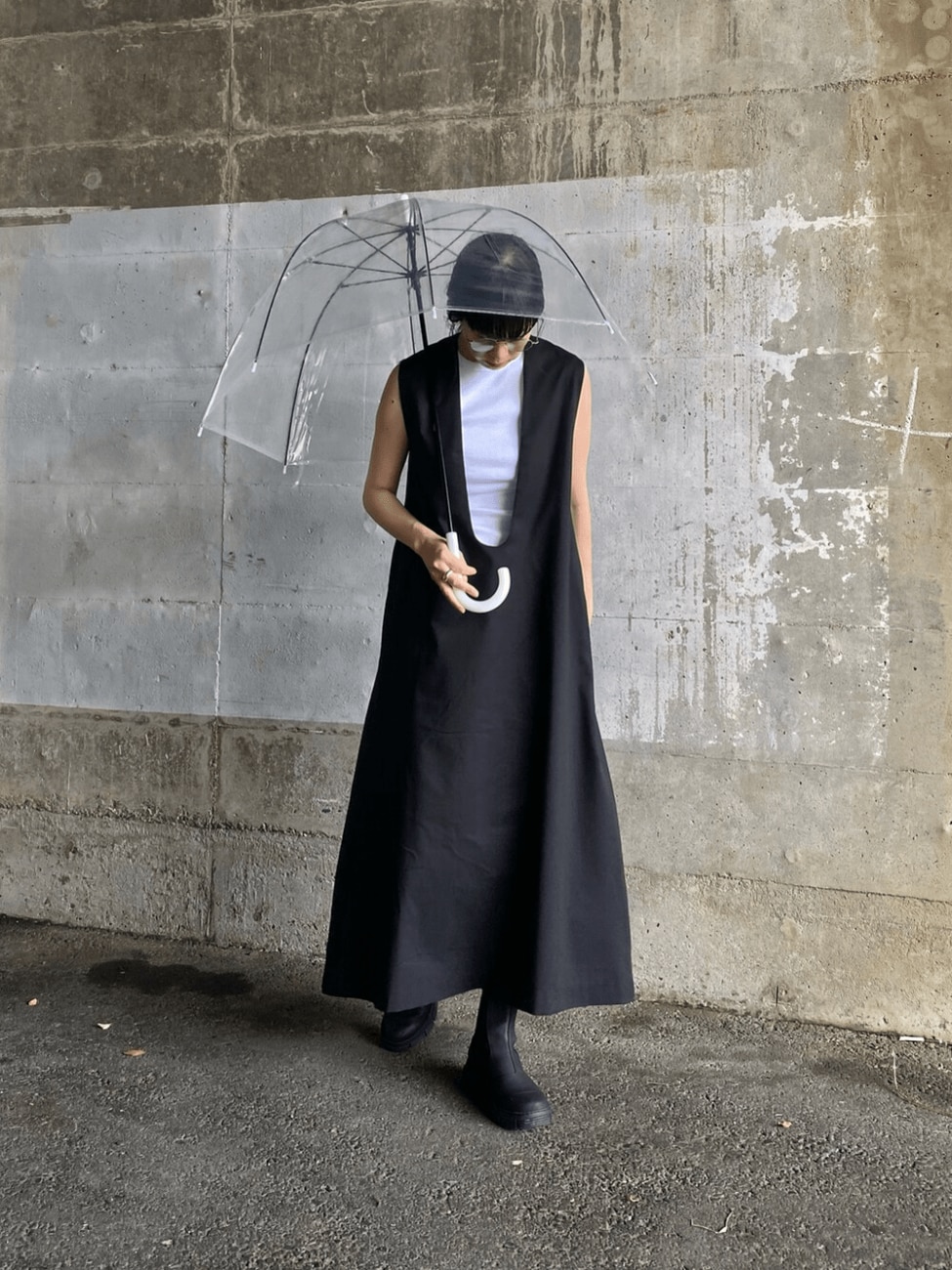 ノースリーブトップス×ジャンパースカート