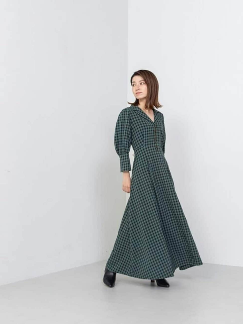 ［緑］のギンガムチェックコーデ