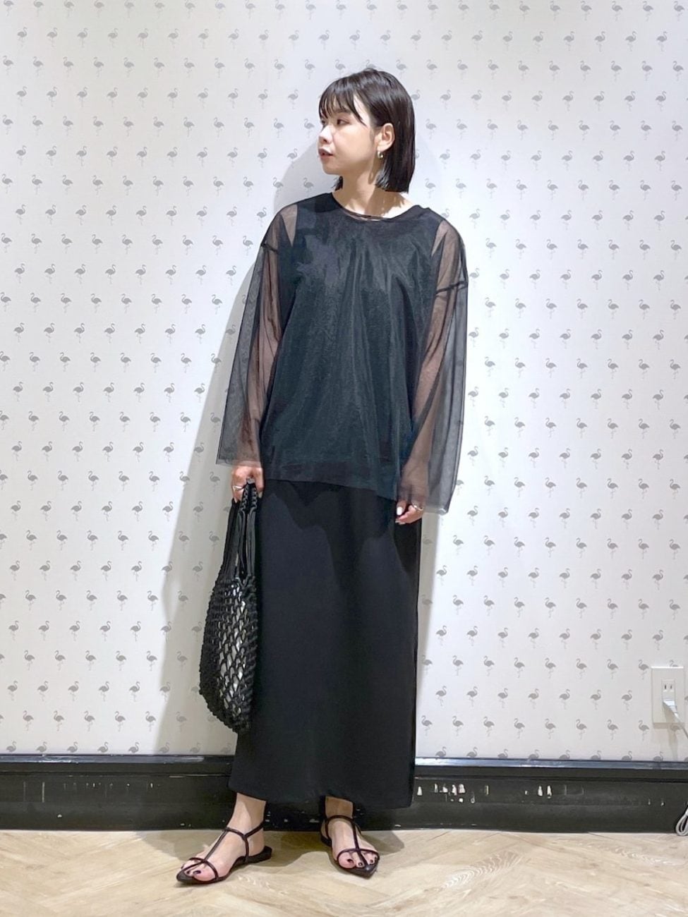 ［黒］ノースリーブワンピースコーデ