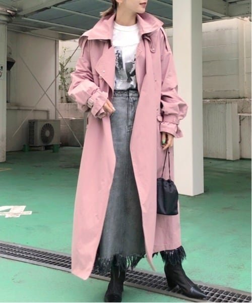 ［30代］のピンクコートコーデ