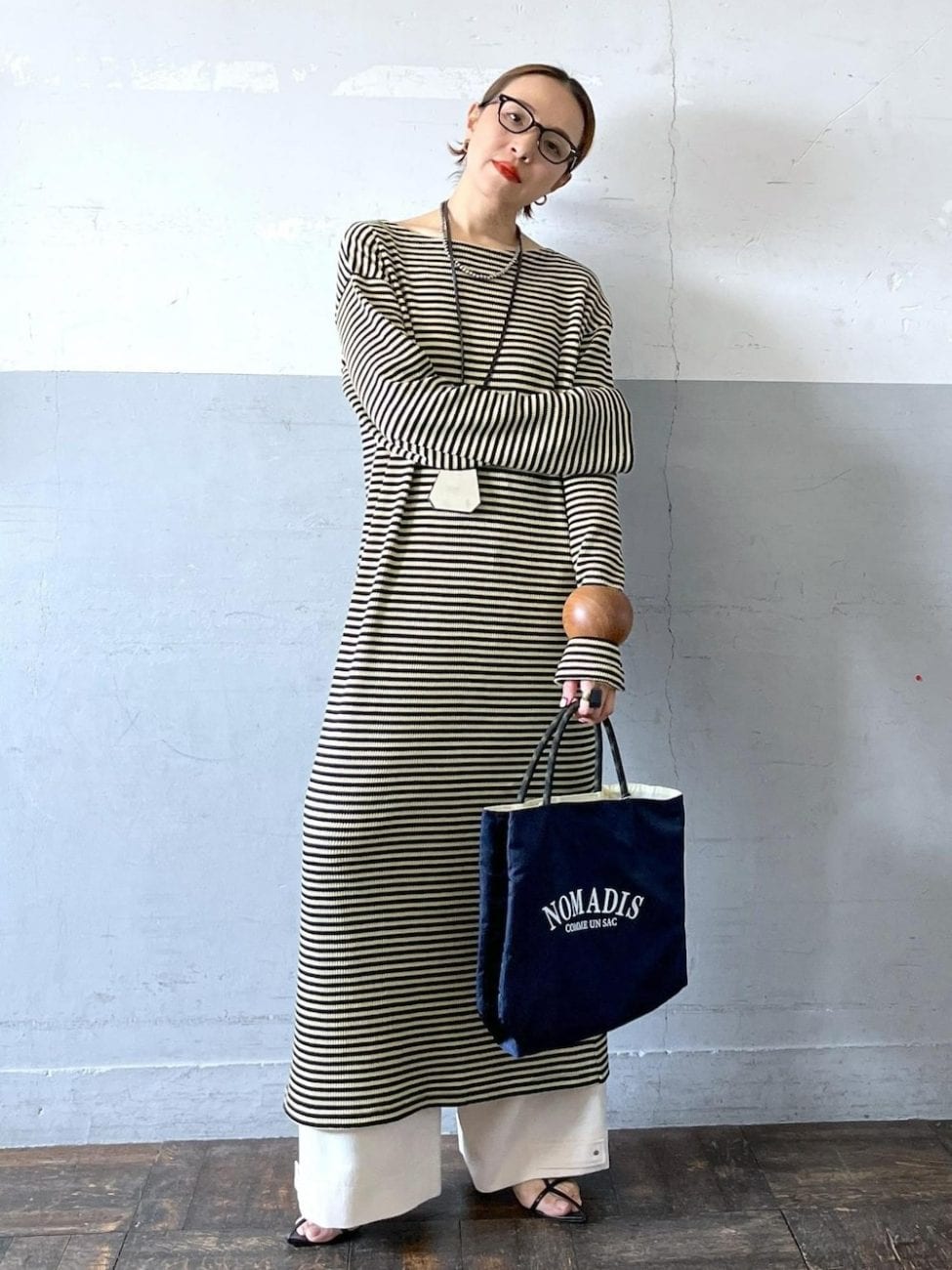 ▼40代の春コーデ×カットソーワンピース