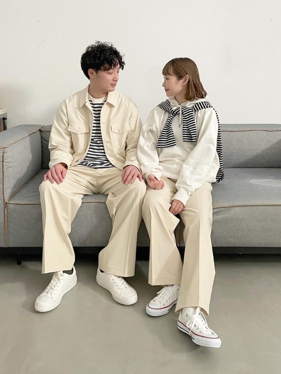 ▼ボーダーがポイントのカップルコーデ