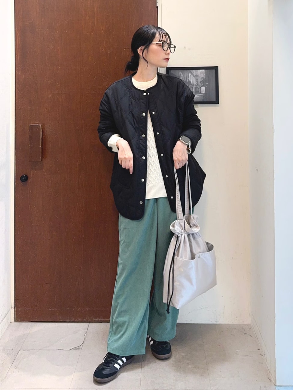 ▼長め丈がうれしいキルトブルゾンで体のラインをカバー