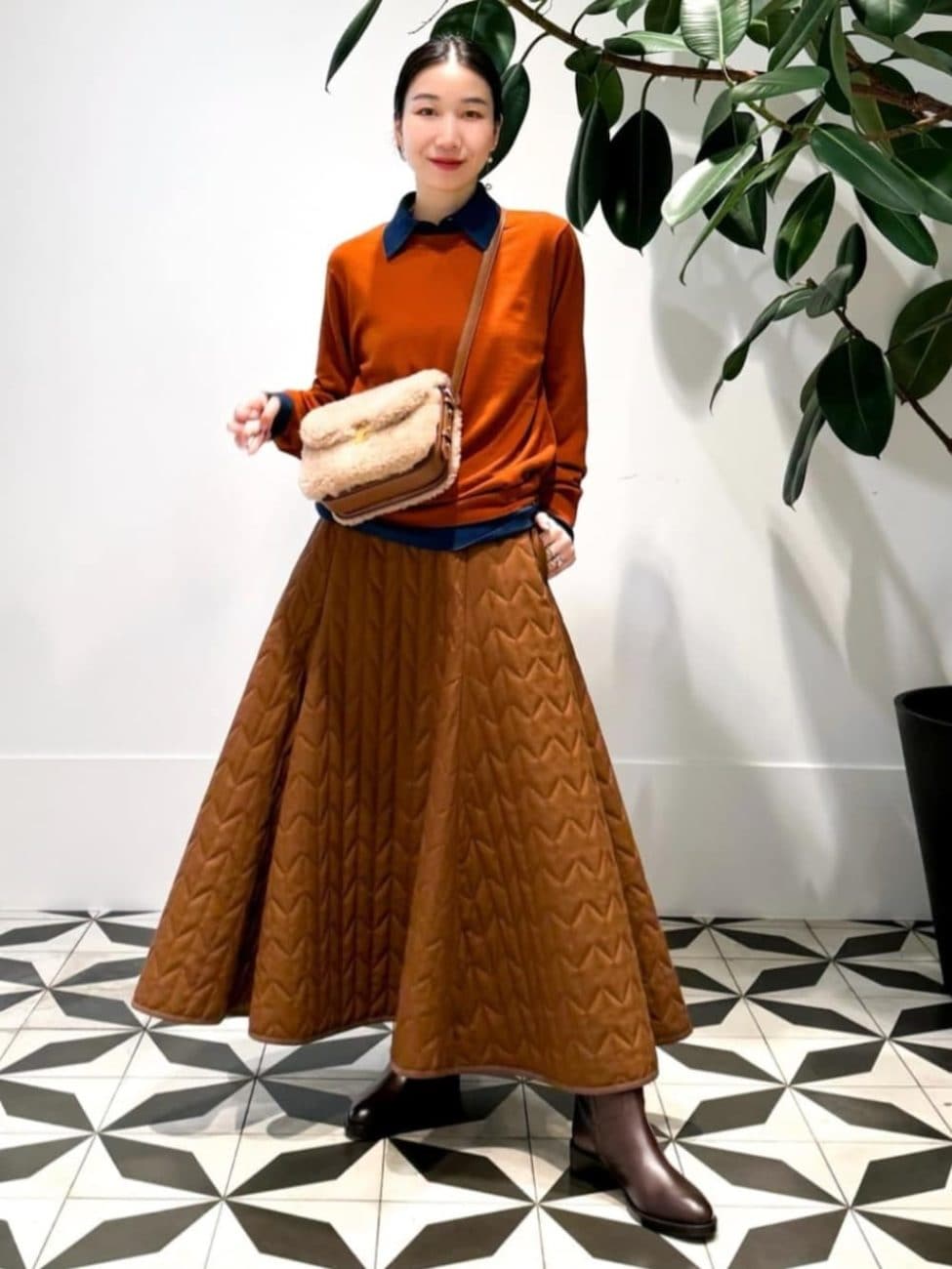 ▼ニットでつくるレイヤードコーデ