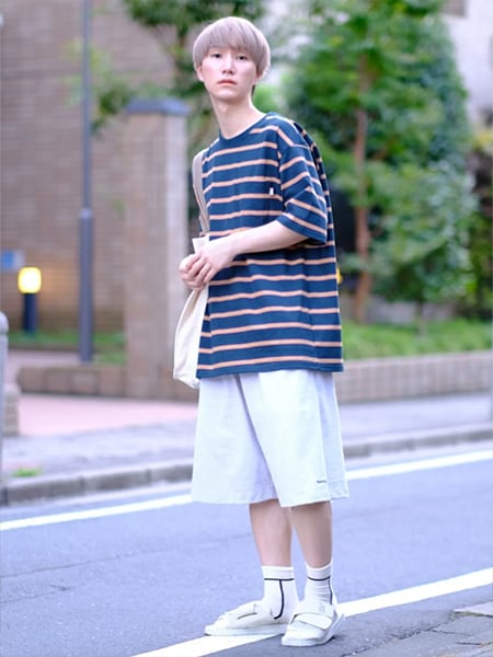 ［ハーフパンツ］スポーツサンダル×靴下コーデ