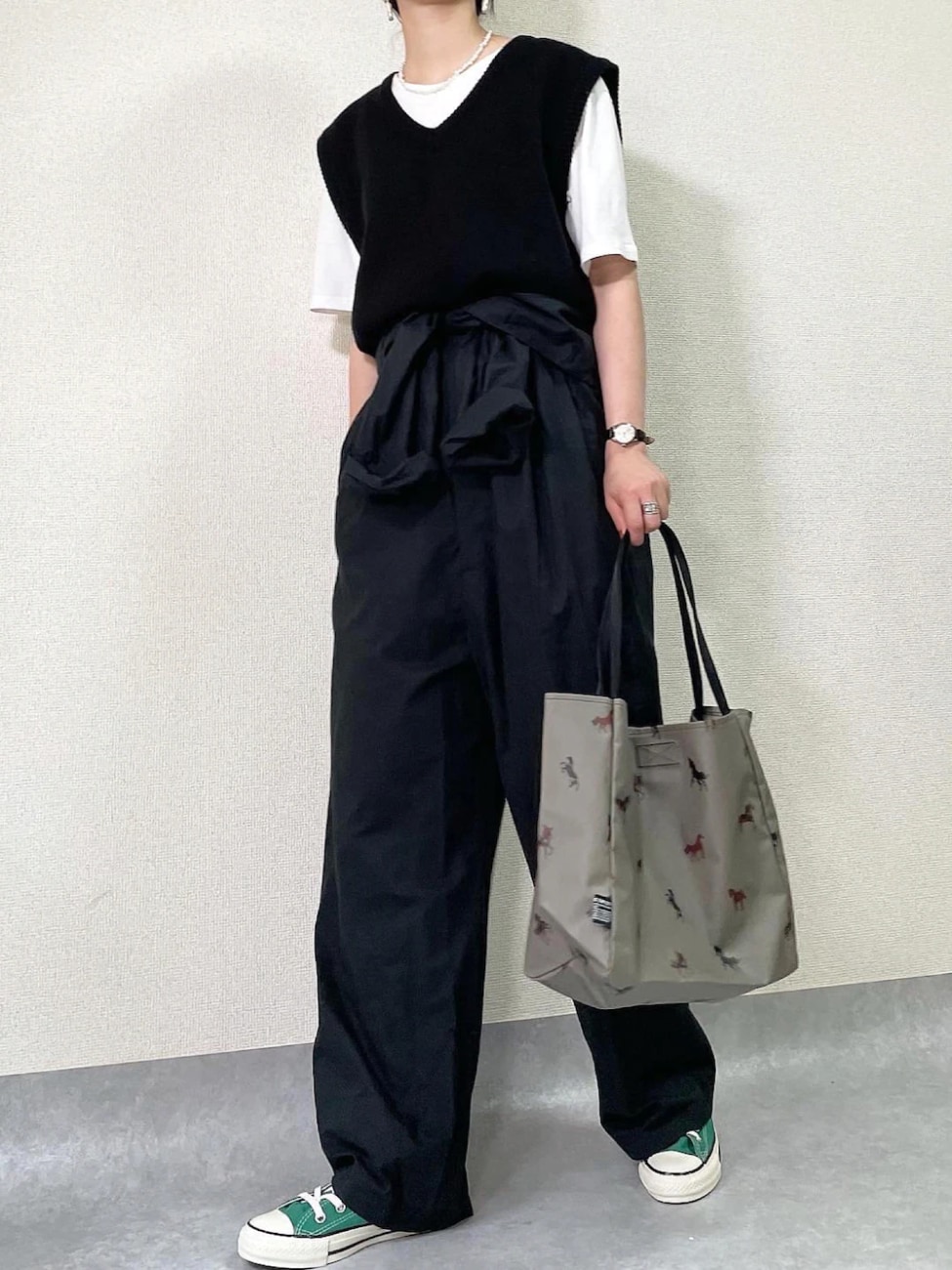 ニットベスト×オールインワン
