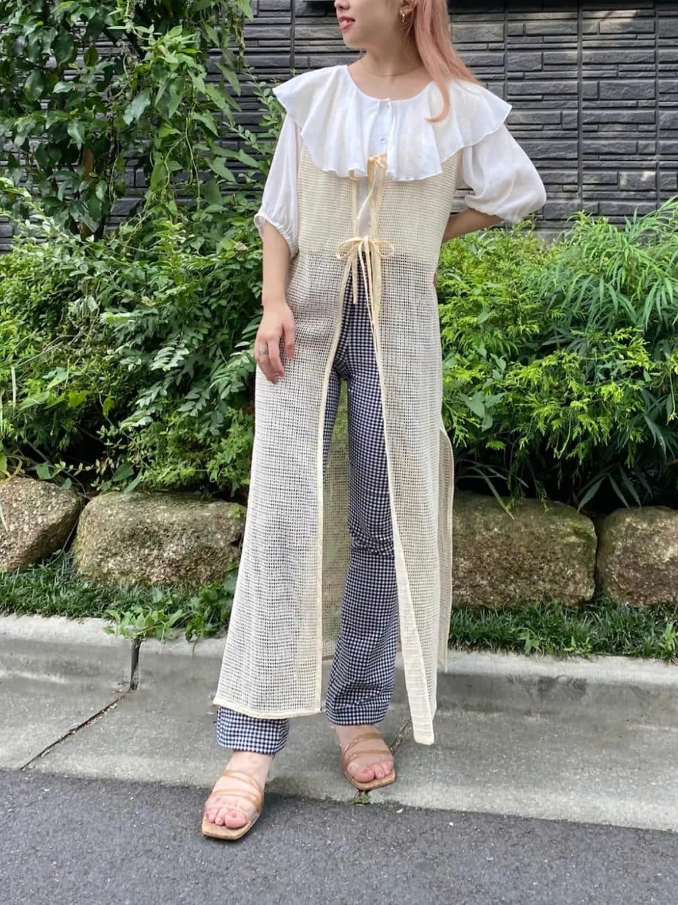 ［メッシュ］のシースルーワンピースコーデ