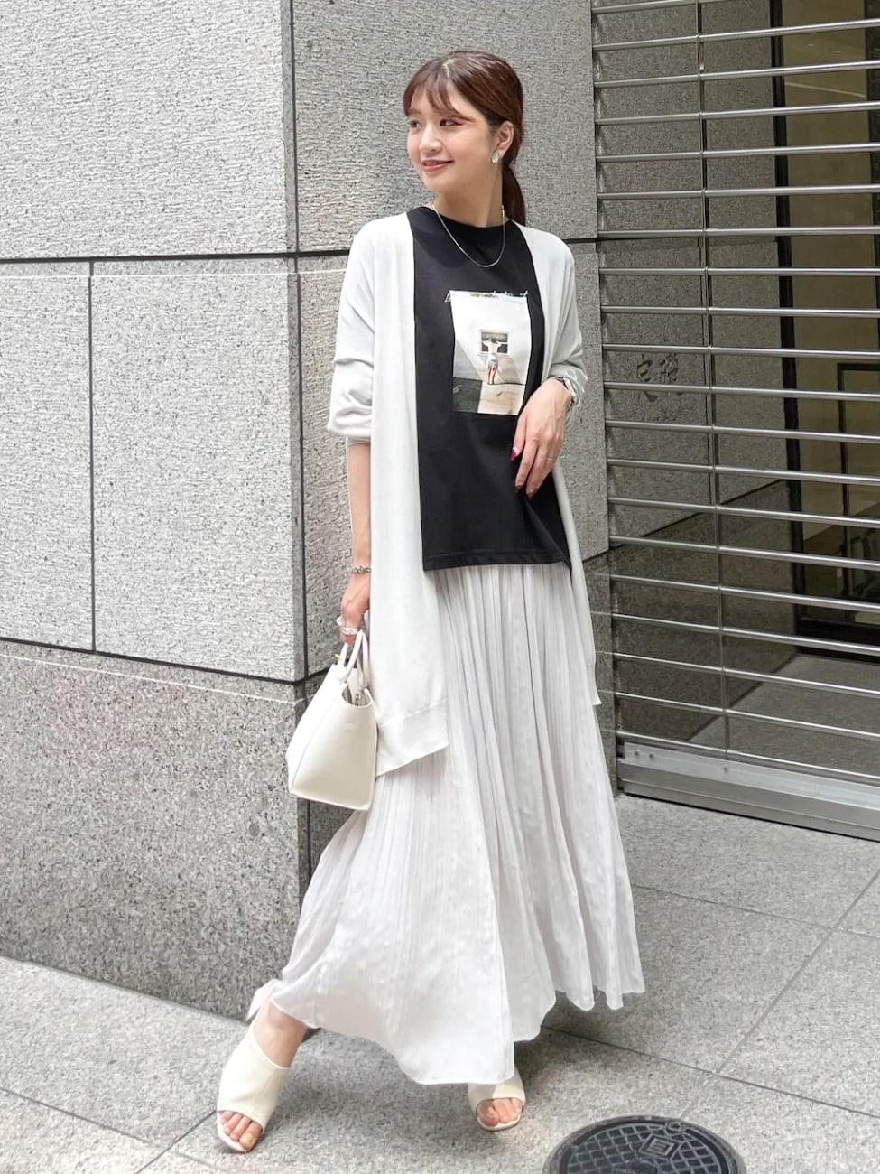 ロングカーディガン×フォトTシャツ