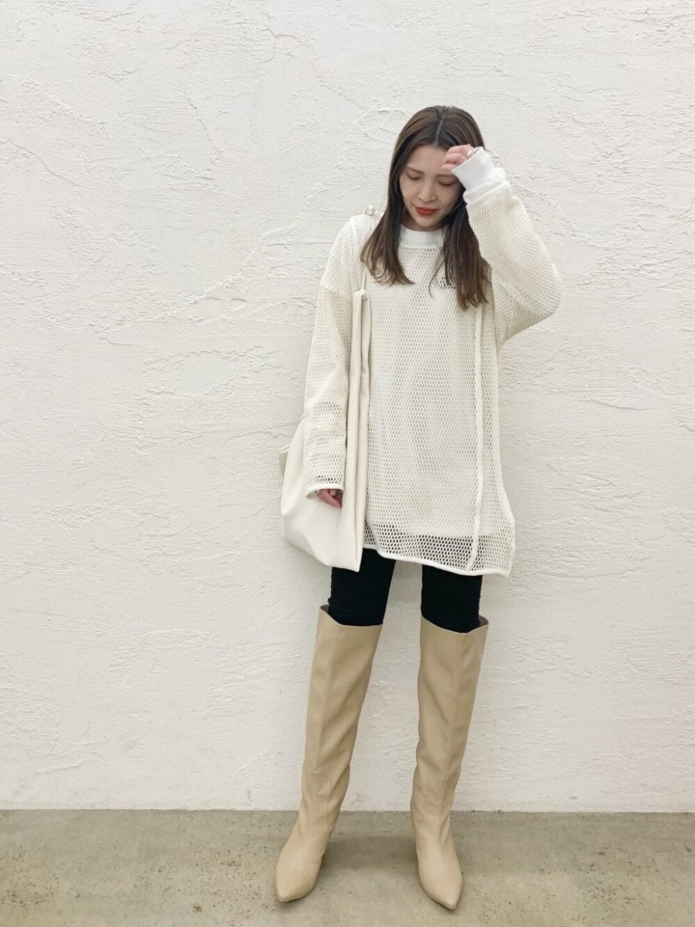 ロングTシャツ+メッシュプルオーバー