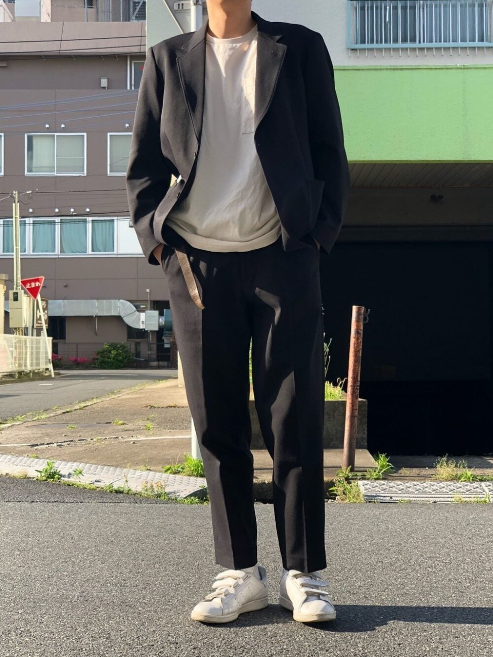 白スタンスミス×セットアップ