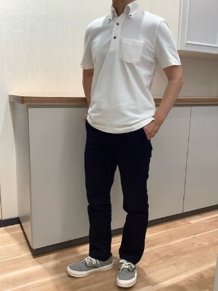 【夏】ホワイトのポロシャツでシンプルに