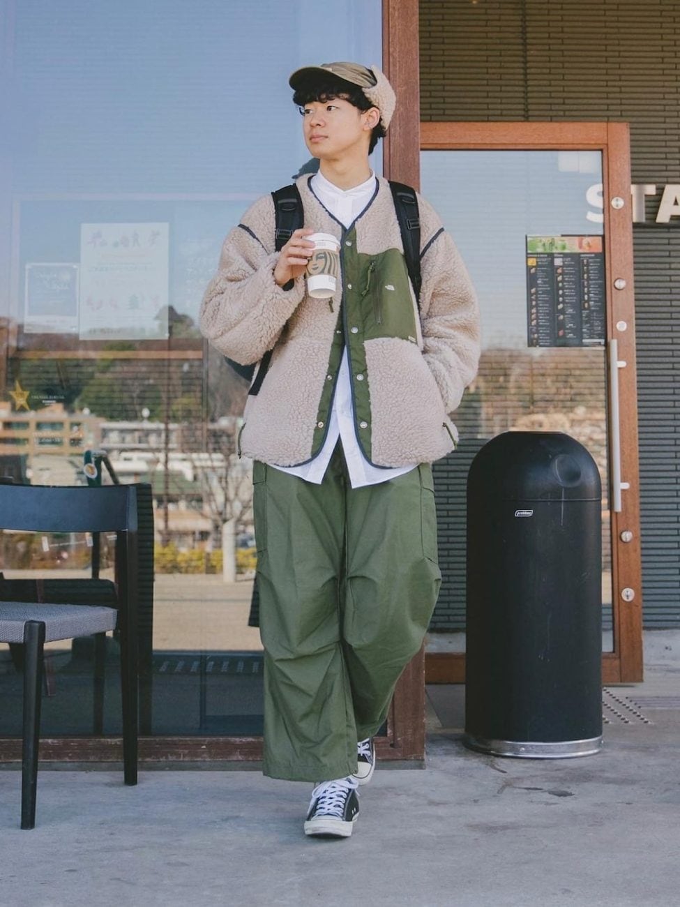 ▼ ボアフリースでコーデに可愛げをプラス
