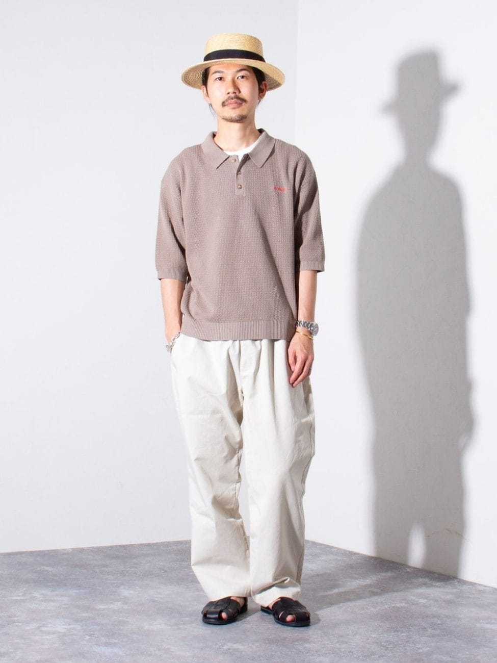 1|40代にも好適な麦わら帽子のメンズコーデ