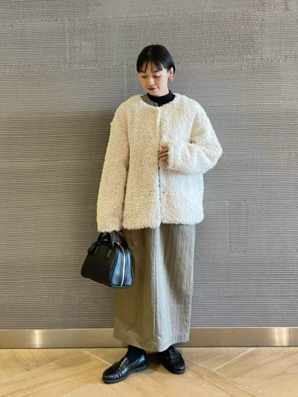 ▼ボアブルゾンでつくる大人可愛いママコーデ