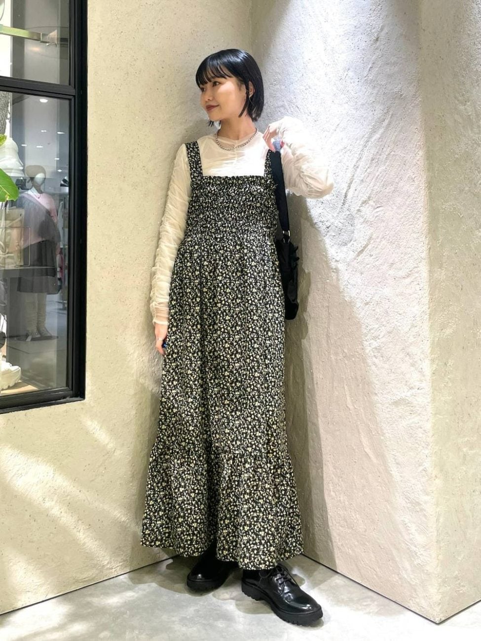 〈花柄〉ワンピースの春コーデ