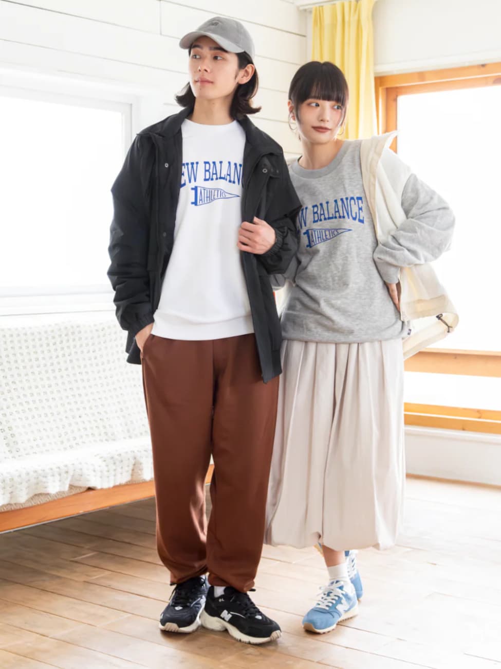 ▼ロゴスウェットをおそろいにしたスポーティカジュアルスタイル