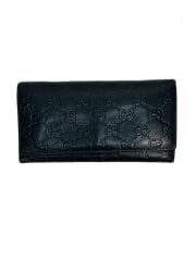 画像：長財布_グッチシマ/レザー/BLK/メンズ