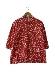 画像：７分袖シャツ/--/コットン/RED/総柄/トップス/半袖シャツ/ヨージヤマモト/YOHJI YAMA//