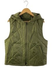 画像：キルティングベスト/46/ポリエステル/GRN/quilting hood best