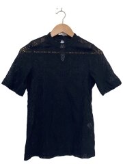 画像：Curtain Lace Jacquard Jersey Top半袖カットソー/1/ポリエステル/BLK/総柄