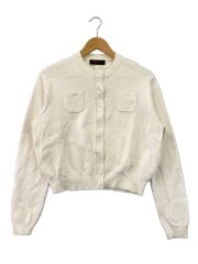 画像：コットンカシミヤバイカラークルーネックカーディガン/FREE/WHT/39-02-14-02002