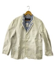 画像：テーラードジャケット/L/コットン/WHT/HM-J032/Logo Checkerd Jacket/汚れ