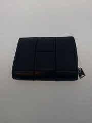 画像：2つ折り財布/レザー/BLK/無地/メンズ//