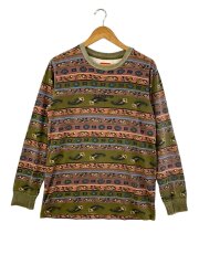 画像：長袖Tシャツ/M/コットン/KHK/PAISLEY STRIPE L/S TOP