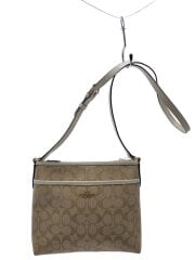 画像：ショルダーバッグ_シグネチャー_ホワイトレザー/PVC/BEG/総柄