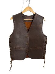 画像：ベスト/--/レザー/BRW/無地