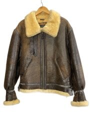 画像：レザージャケット・ブルゾン/L/レザー/BRW