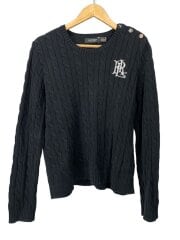 画像：ケーブルニット/XL/コットン/BLK