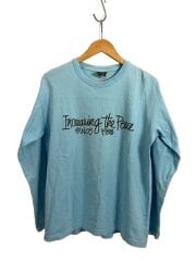 画像：長袖Tシャツ/M/コットン/BLU/無地