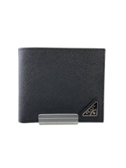 画像：サフィアーノレザー/2つ折り財布/レザー/BLK/無地/メンズ/2MO513