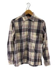 画像：50s~/長袖シャツ/Pタグ/オープンカラー/S/ウール/GRY/チェック