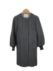 画像：ノーカラーコート/コート/36/ウール/GRY/無地/BD1721-3A-20