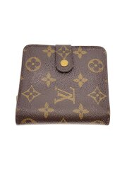 画像：コンパクト・ジップ_モノグラム・キャンバス/PVC/BRW/レディース