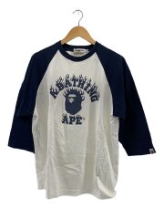 画像：7分袖カットソー/XL/コットン/WHT