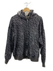 画像：ジップパーカー/XL/コットン/GRY/総柄/001ZPJ8010541