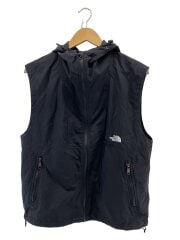 画像：COMPACT HOODED VEST_コンパクトフーデッドベスト/S/ナイロン/BLK