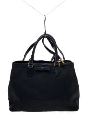 画像：2WAYショルダーバッグ/ハンドバッグ/キャンバス/BLK/無地