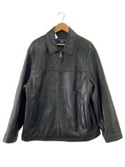 画像：ラムレザージャケット・ブルゾン/L/羊革/BLK