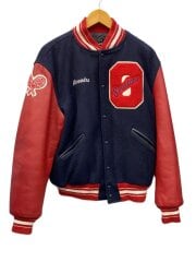 画像：スタジャン/80ｓ/USA製/袖レザー/襟使用感/BRD