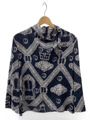 画像：長袖ブラウス/38/シルク/NVY/総柄