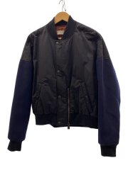 画像：袖切替ジップアップボンバーブルゾン/46/ポリエステル/BLK/437312 TSD06