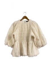 画像：長袖ブラウス/FREE/ポリエステル/WHT/無地/pas de deux/ペプラムトップス