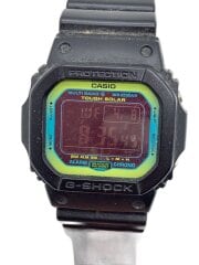 画像：ソーラー腕時計/デジタル/ラバー/BLK/ORN/SS