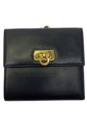 画像：3つ折り財布/レザー/BLK/レディース//